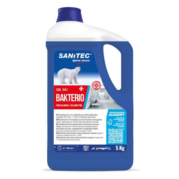 detergente disinfettante per pavimenti liquido al profumo balsamico in tanica da 5 lt bakterio codice 1541