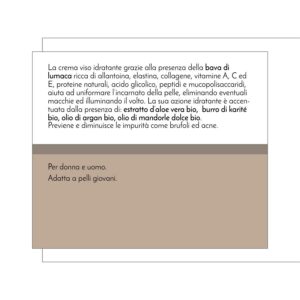 crema viso idratante bava lumaca nutriente elasticizzante anti macchie schiarente aloe burro karitè argan