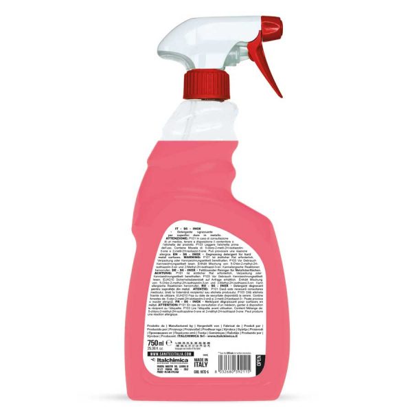 sanitec detergente sgrassante per acciaio inox rame ottone alluminio h.a.c.c.p. in trigger spray da 750 ml s6 inox codice 1875-s