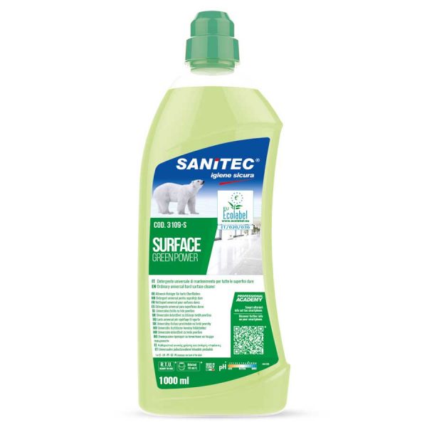 sanitec detergente universale pavimenti ecologico in flacone da 1000ml surface green power codice 3109-s