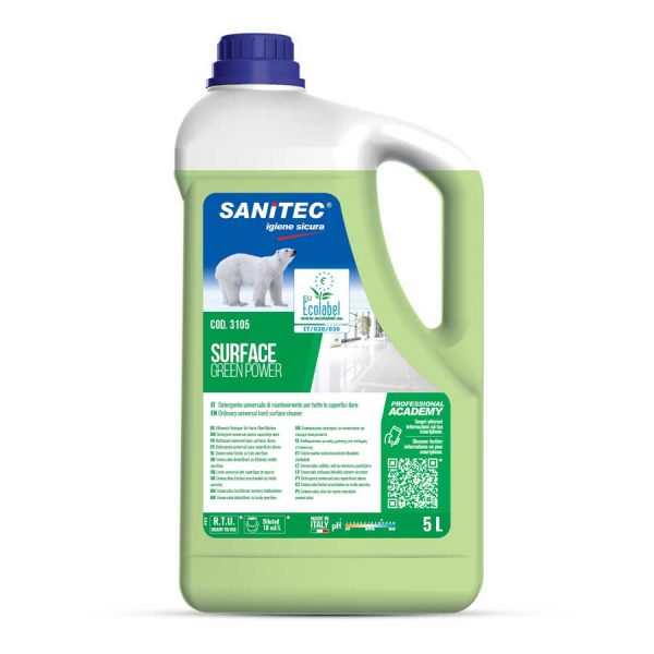 sanitec detergente universale per pavimenti ecologico in tanica da 5 lt surface green power codice 3105